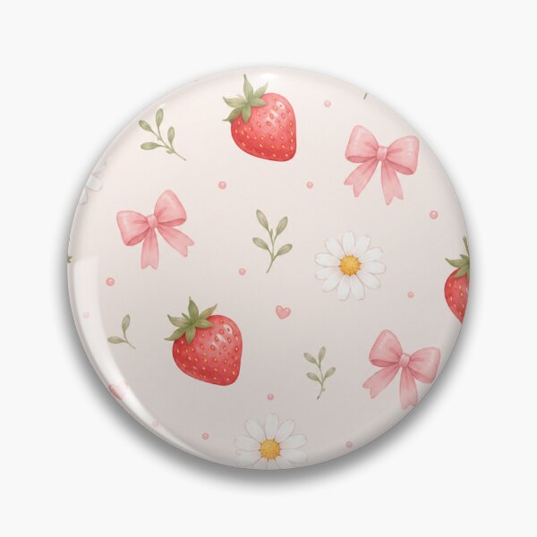Item preview, Strawberry, daisy and pink bow pattern designed and sold by MapiliStudio.