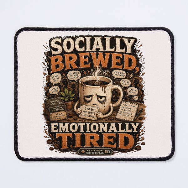 Item preview, Socially Brewed Emotionally Tired Funny Coffee designed and sold by pradeepvisuals.