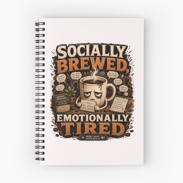 Item preview, Socially Brewed Emotionally Tired Funny Coffee designed and sold by pradeepvisuals.