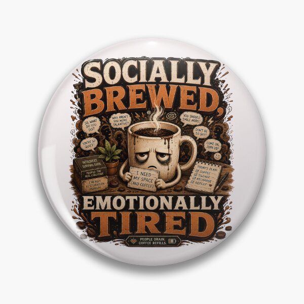 Item preview, Socially Brewed Emotionally Tired Funny Coffee designed and sold by pradeepvisuals.