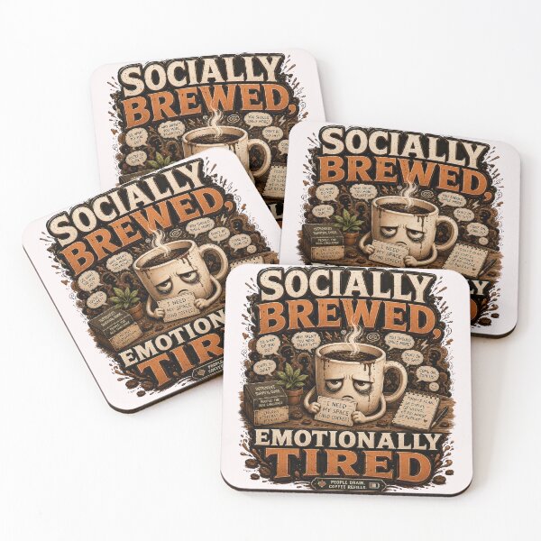 Item preview, Socially Brewed Emotionally Tired Funny Coffee designed and sold by pradeepvisuals.