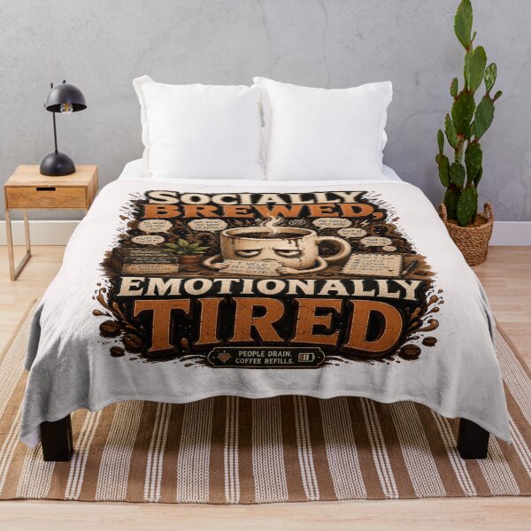 Item preview, Socially Brewed Emotionally Tired Funny Coffee designed and sold by pradeepvisuals.