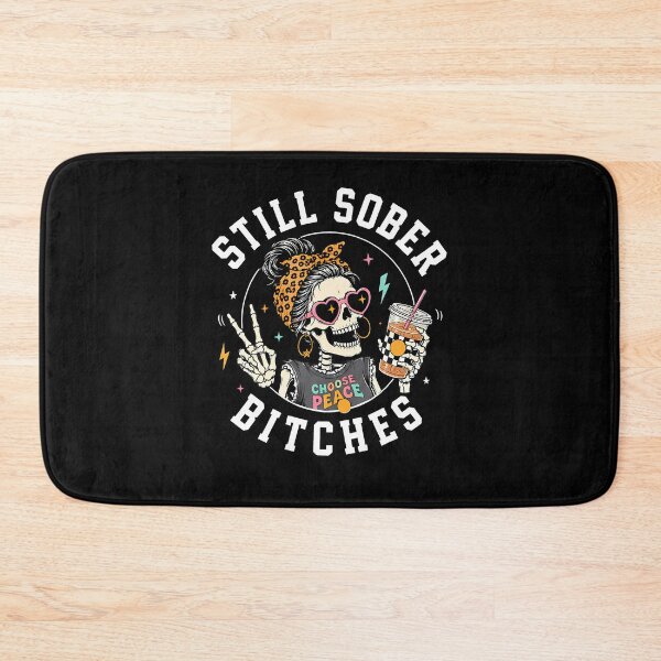 Item preview, Still Sober Bitches Messy Bun Drinking Coffee Skeleton designed and sold by Apparel-Vortex.