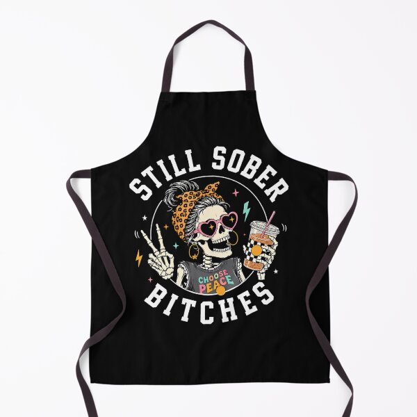 Item preview, Still Sober Bitches Messy Bun Drinking Coffee Skeleton designed and sold by Apparel-Vortex.