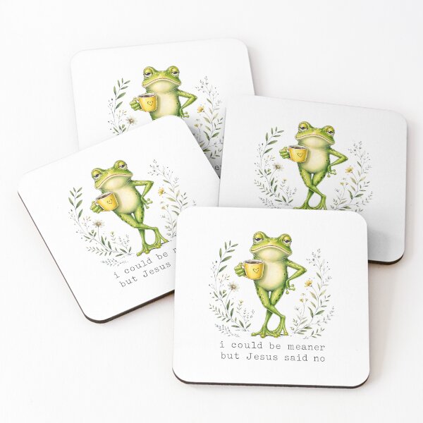 Item preview, I Could Be Meaner But Jesus Said No Funny Christian Frog Coffee Design designed and sold by kiralynstration.