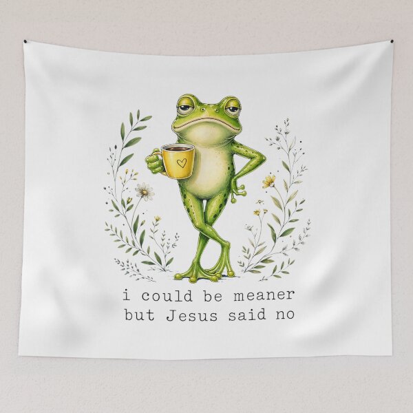 Item preview, I Could Be Meaner But Jesus Said No Funny Christian Frog Coffee Design designed and sold by kiralynstration.