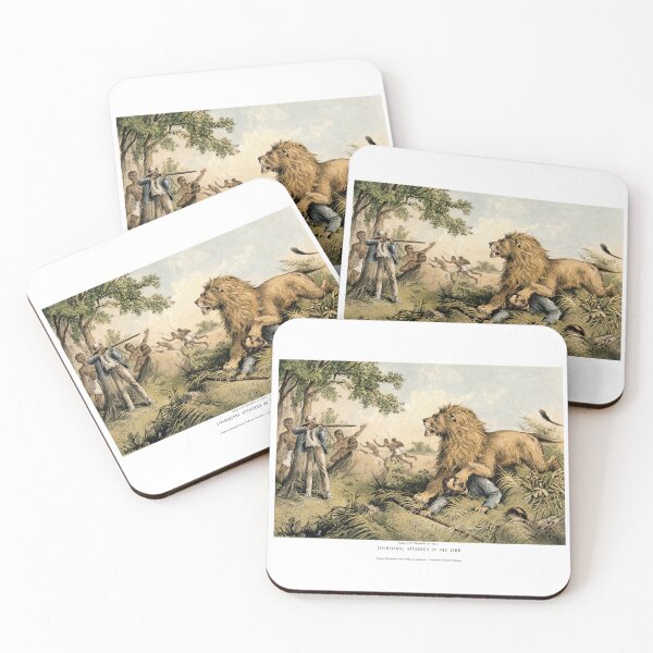 Item preview, David Livingstone attacked by a lion in Africa designed and sold by Pictures With A Message.