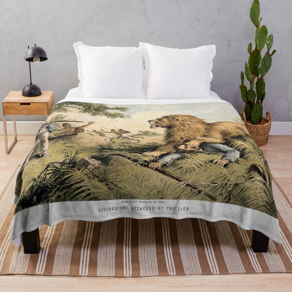 Item preview, David Livingstone attacked by a lion in Africa designed and sold by Pictures With A Message.
