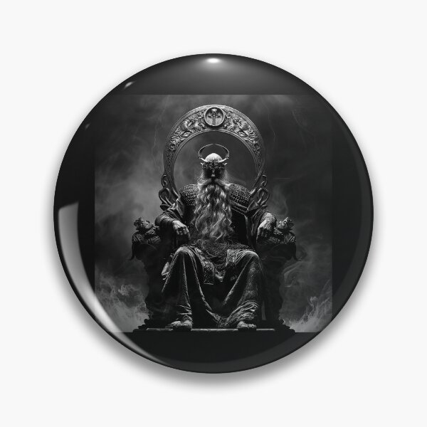 Item preview, Dark Viking King on a Throne – Black and White Norse Fantasy Art designed and sold by inkoutninja.