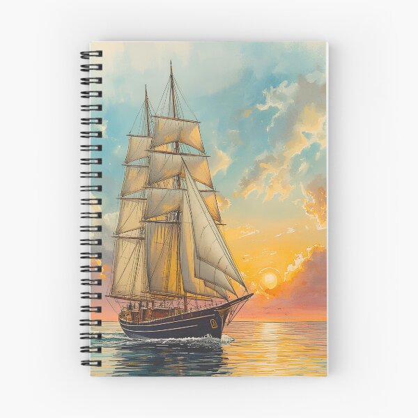 Item preview, Vintage Sailing Ship Sunset | Coastal Nautical Ocean Artwork designed and sold by CheersTOGETHER.