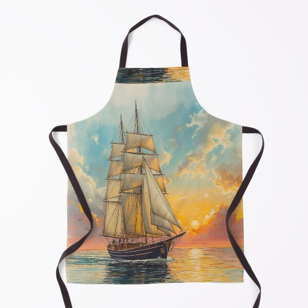 Item preview, Vintage Sailing Ship Sunset | Coastal Nautical Ocean Artwork designed and sold by CheersTOGETHER.