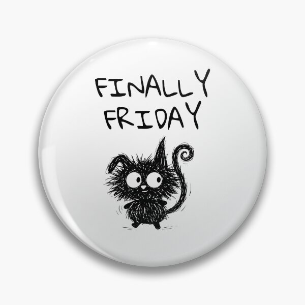 Item preview, Funny Black Cat – Finally Friday Mood | Doodle Cat Meme designed and sold by moodiecatshop.