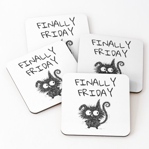 Item preview, Funny Black Cat – Finally Friday Mood | Doodle Cat Meme designed and sold by moodiecatshop.