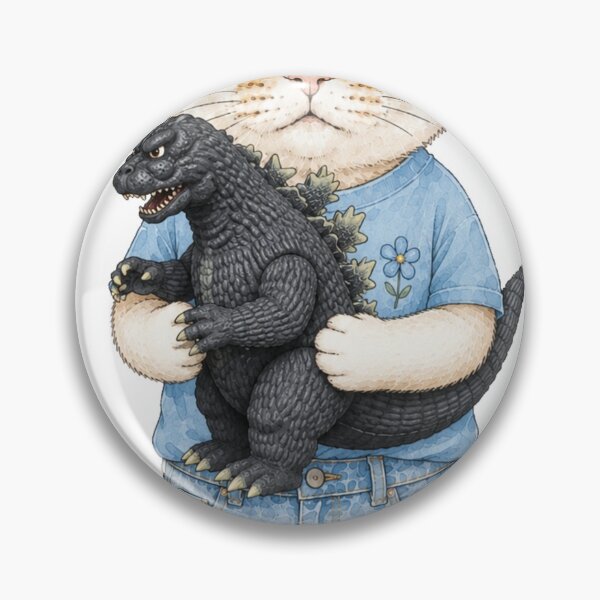 Item preview, My Tiny Terror: Cat Holding Vintage Godzilla Toy designed and sold by Komatoya.