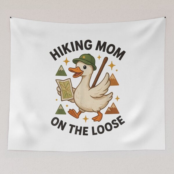 Item preview, Funny Hiking Mom Duck On the Loose Mountain Trail Adventure Graphic designed and sold by kiralynstration.
