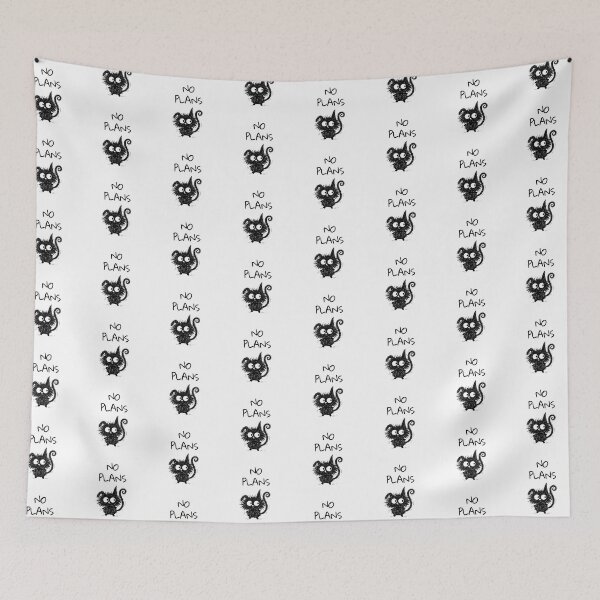 Item preview, Funny Black Cat – No Plans Mood | Doodle Cat Meme designed and sold by moodiecatshop.
