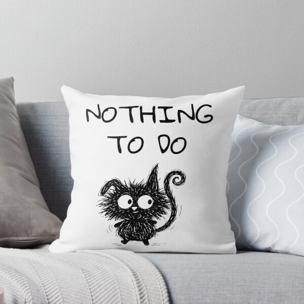 Item preview, Funny Black Cat – Nothing To Do Mood | Doodle Cat Meme designed and sold by moodiecatshop.