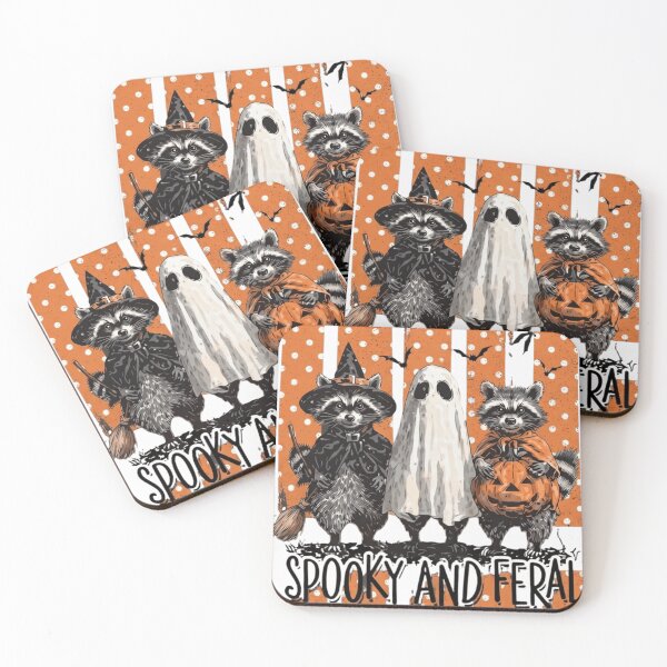Item preview, Spooky and Feral Cute Ghost Witch Raccoon Trio designed and sold by haitrieuic96.