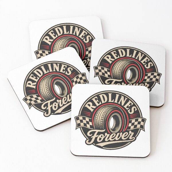 Item preview, Redlines Forever – Vintage Muscle Car Tire & Checkered Flag Emblem designed and sold by Automotive Art by Greg.