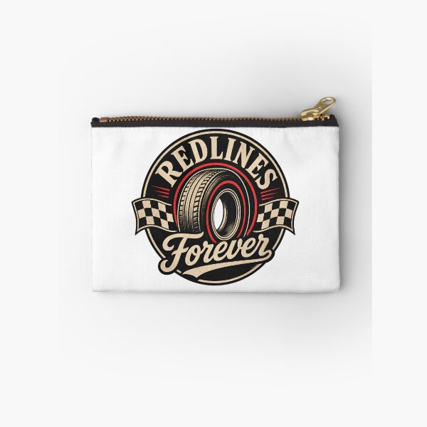 Item preview, Redlines Forever – Vintage Muscle Car Tire & Checkered Flag Emblem designed and sold by Automotive Art by Greg.
