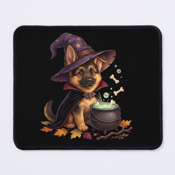 Item preview, Cute German Shepherd Puppy Witch with Magic Cauldron designed and sold by SilentFlower.