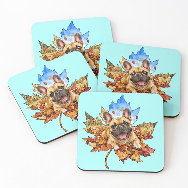 Item preview, Fall French Bulldog Playing In Autumn Leaves designed and sold by Lion and Lamb Design.