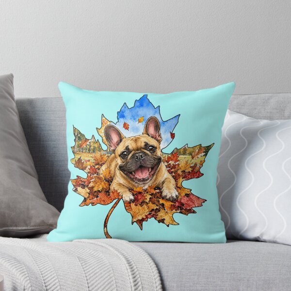 Item preview, Fall French Bulldog Playing In Autumn Leaves designed and sold by Lion and Lamb Design.