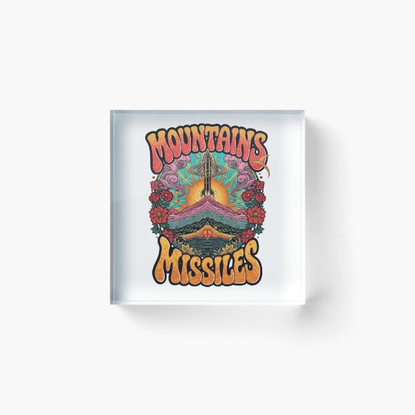 Item preview, Mountains Not Missiles Retro 70s Psychedelic Poster  designed and sold by Skyrocketz.