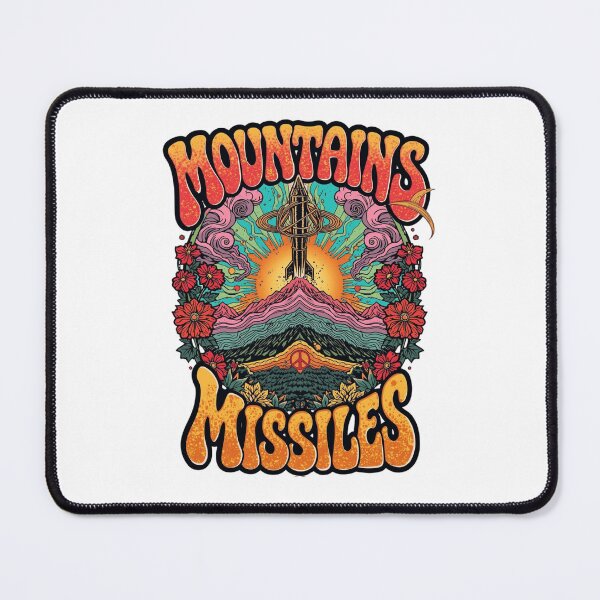 Item preview, Mountains Not Missiles Retro 70s Psychedelic Poster  designed and sold by Skyrocketz.