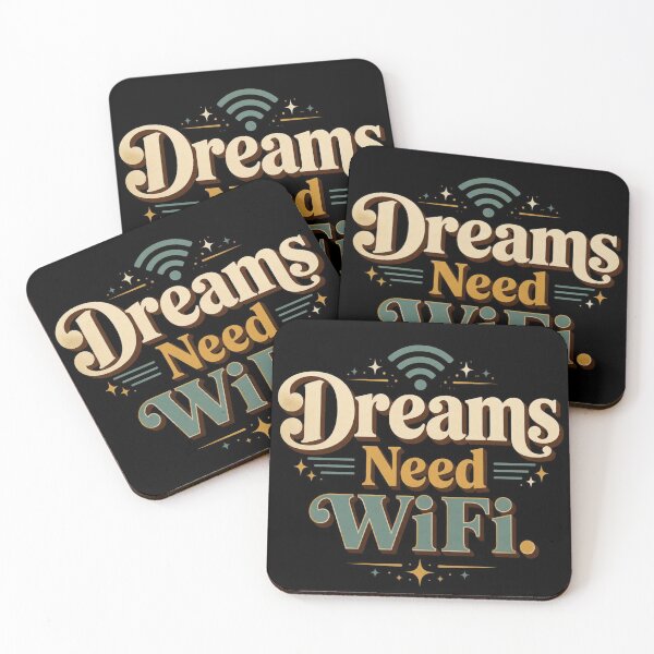Artikelvorschau, Träume brauchen WLAN. | Retro-Typografie-Design für digitale Nomaden entworfen und verkauft von Irene Catchmind.
