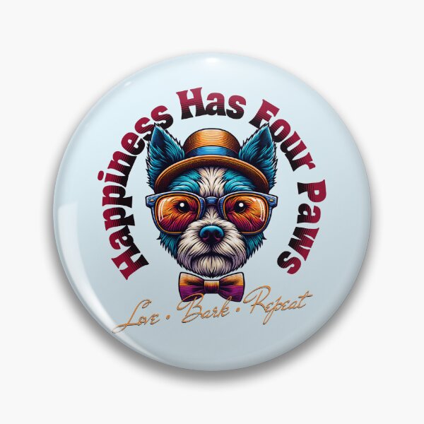 Item preview, Happiness Has Four Paws Funny Dog Lover Retro Vintage Puppy Design designed and sold by Sachie's Studio.