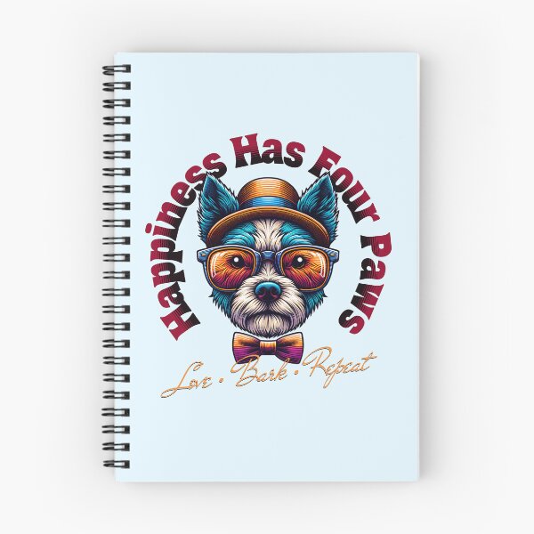 Item preview, Happiness Has Four Paws Funny Dog Lover Retro Vintage Puppy Design designed and sold by Sachie's Studio.