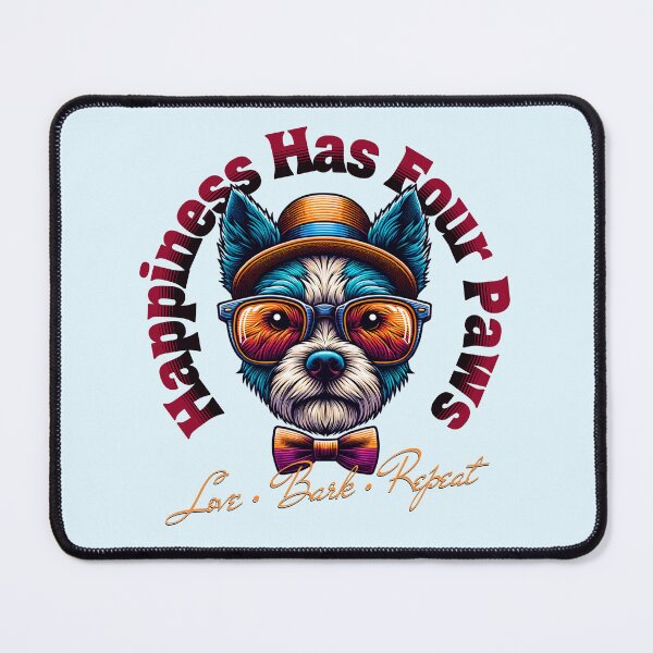 Item preview, Happiness Has Four Paws Funny Dog Lover Retro Vintage Puppy Design designed and sold by Sachie's Studio.