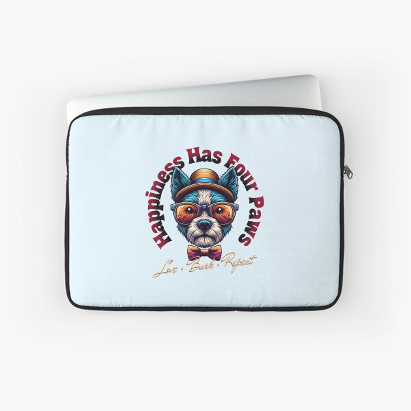 Item preview, Happiness Has Four Paws Funny Dog Lover Retro Vintage Puppy Design designed and sold by Sachie's Studio.