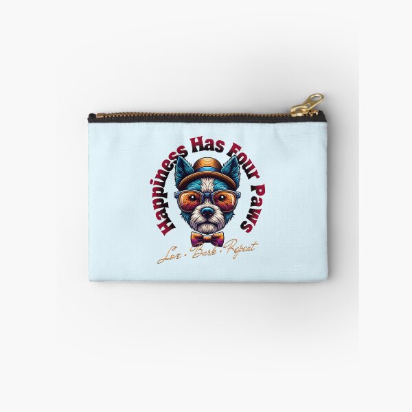 Item preview, Happiness Has Four Paws Funny Dog Lover Retro Vintage Puppy Design designed and sold by Sachie's Studio.