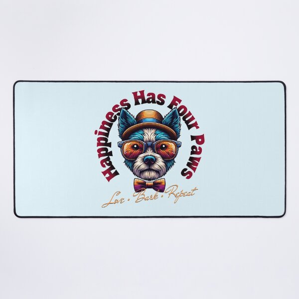 Item preview, Happiness Has Four Paws Funny Dog Lover Retro Vintage Puppy Design designed and sold by Sachie's Studio.