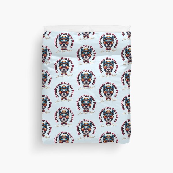 Item preview, Happiness Has Four Paws Funny Dog Lover Retro Vintage Puppy Design designed and sold by Sachie's Studio.