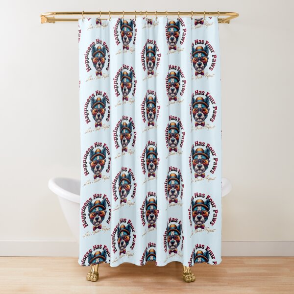 Item preview, Happiness Has Four Paws Funny Dog Lover Retro Vintage Puppy Design designed and sold by Sachie's Studio.