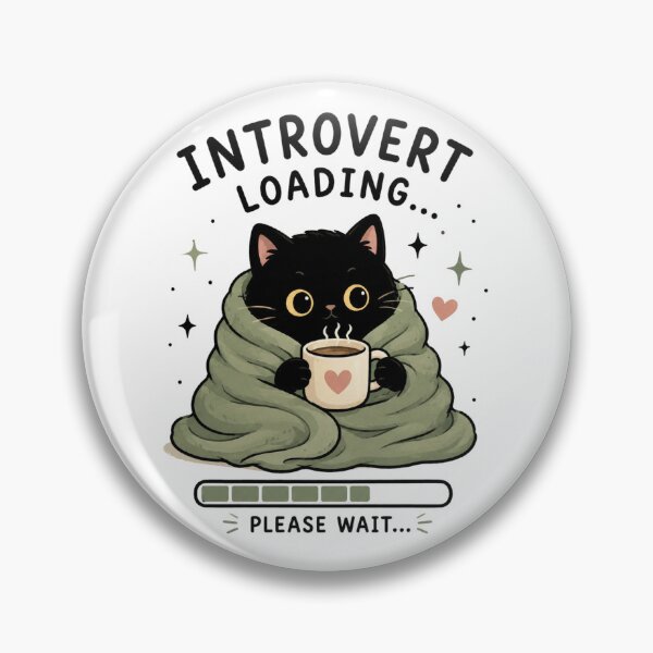 Item preview, Introvert Loading Black Cat with Coffee | Cute Cozy Cat | Kawaii Student Gift | Cat Lover Design designed and sold by 1234saad.
