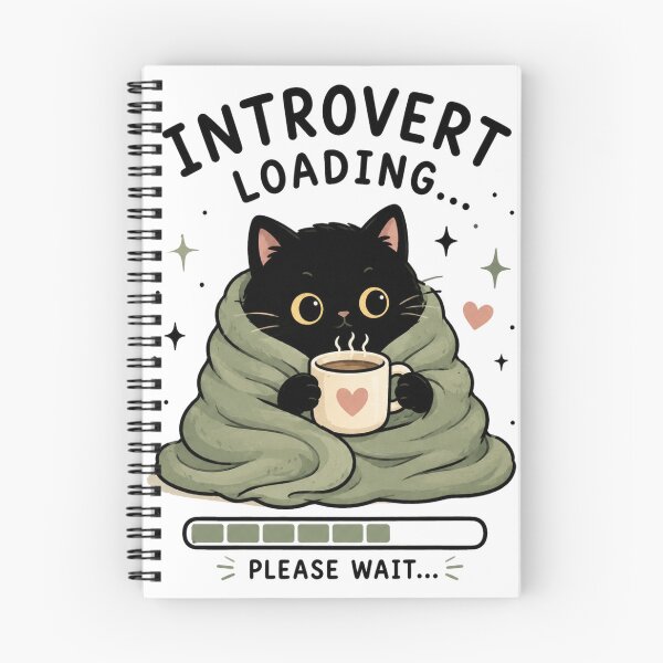 Item preview, Introvert Loading Black Cat with Coffee | Cute Cozy Cat | Kawaii Student Gift | Cat Lover Design designed and sold by 1234saad.