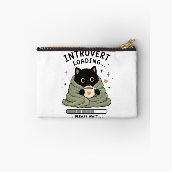 Item preview, Introvert Loading Black Cat with Coffee | Cute Cozy Cat | Kawaii Student Gift | Cat Lover Design designed and sold by 1234saad.