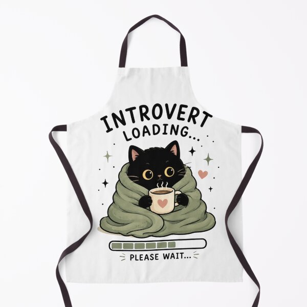 Item preview, Introvert Loading Black Cat with Coffee | Cute Cozy Cat | Kawaii Student Gift | Cat Lover Design designed and sold by 1234saad.