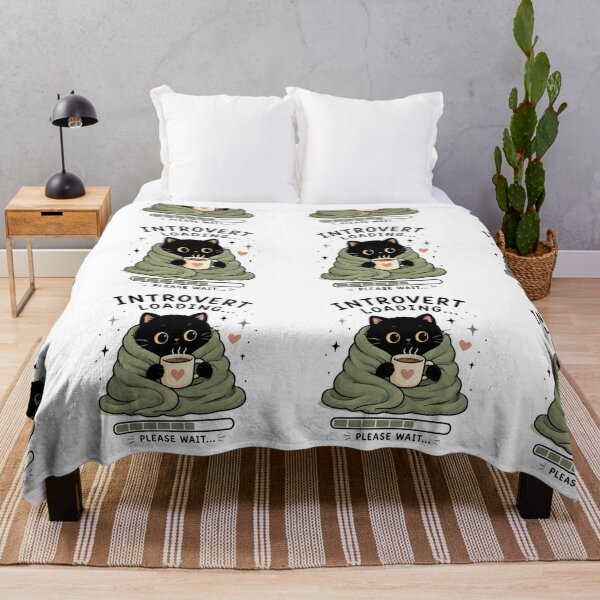 Item preview, Introvert Loading Black Cat with Coffee | Cute Cozy Cat | Kawaii Student Gift | Cat Lover Design designed and sold by 1234saad.