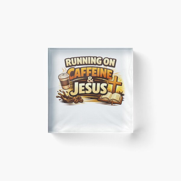 Item preview, Running on Caffeine & Jesus – Christian Coffee Humor Design designed and sold by MastersDesignNk.