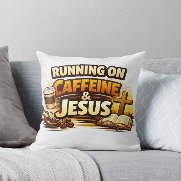 Item preview, Running on Caffeine & Jesus – Christian Coffee Humor Design designed and sold by MastersDesignNk.
