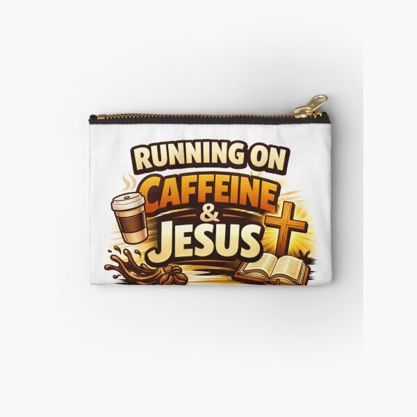 Item preview, Running on Caffeine & Jesus – Christian Coffee Humor Design designed and sold by MastersDesignNk.
