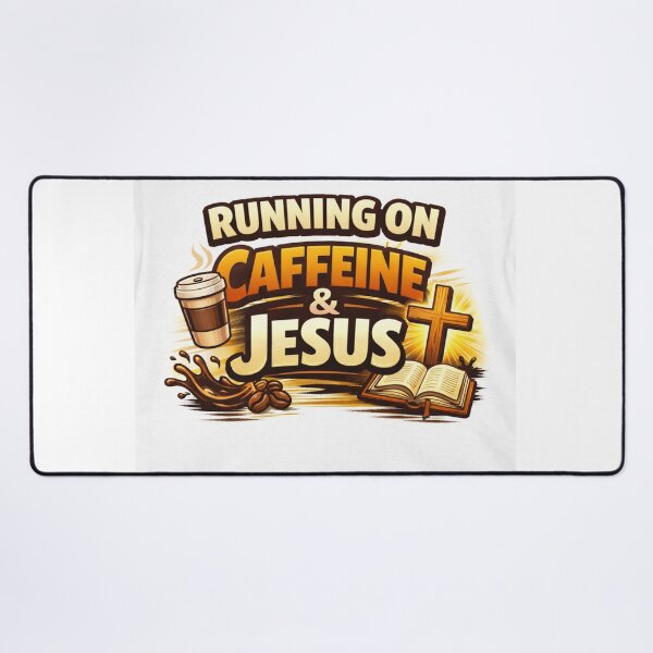 Item preview, Running on Caffeine & Jesus – Christian Coffee Humor Design designed and sold by MastersDesignNk.