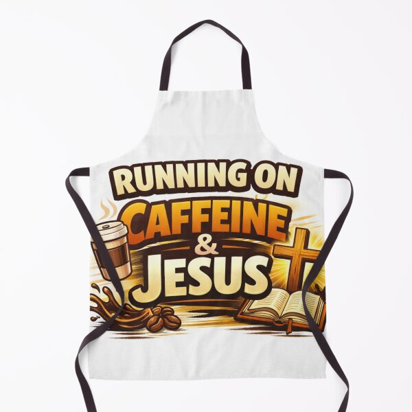 Item preview, Running on Caffeine & Jesus – Christian Coffee Humor Design designed and sold by MastersDesignNk.
