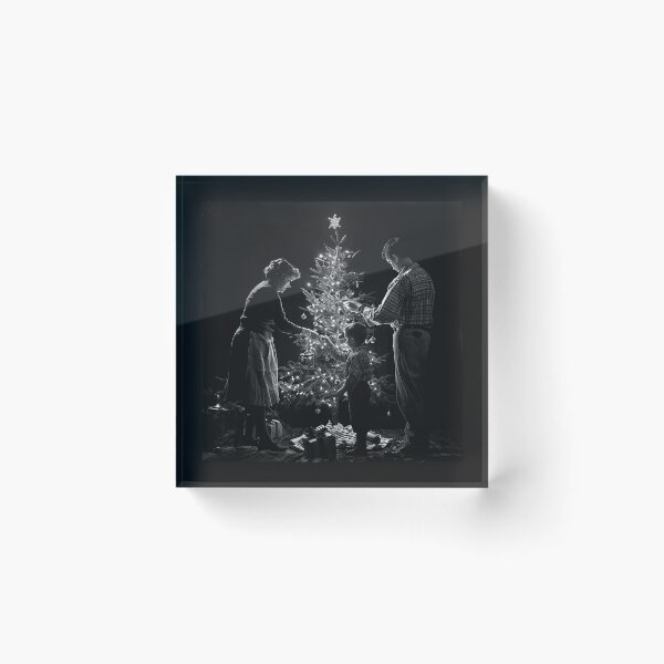 Item preview, Family Decorating a Christmas Tree – Black and White Vintage Holiday Art designed and sold by inkoutninja.