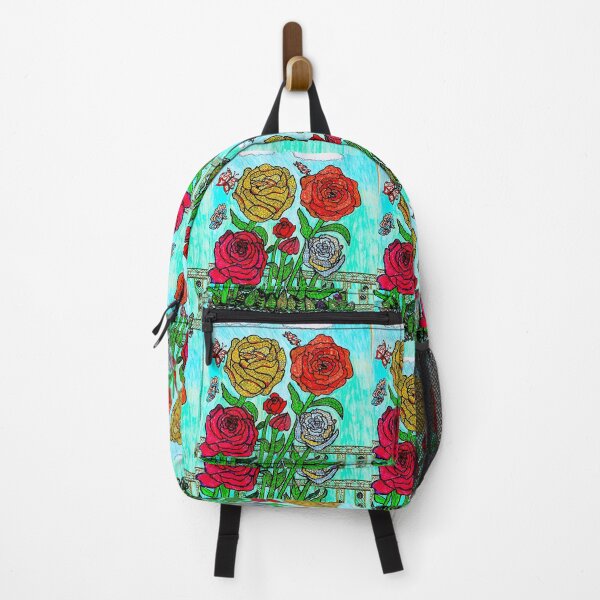 Item preview, whimsical floral garden with colorful roses and butterflies designed and sold by Selena.m.studio.